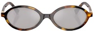 Lookbook (W) Cermin Mata MIU MIU Oval Tortoiseshell Wanita dengan Bingkai Bercetak Huruf. MU-04ZSF-VAU07F