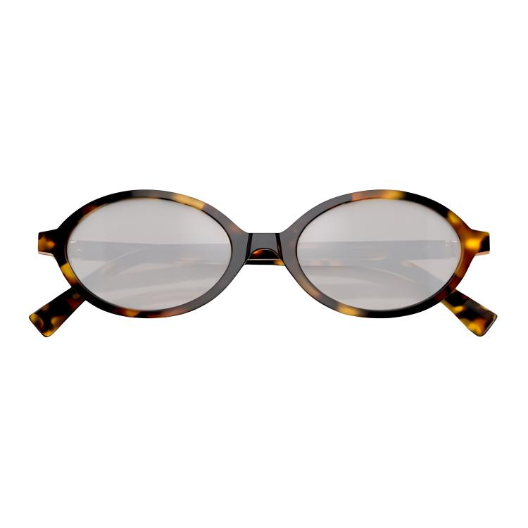 Details for (W) Cermin Mata MIU MIU Oval Tortoiseshell Wanita dengan Bingkai Bercetak Huruf. MU-04ZSF-VAU07F