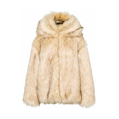 (Women) Miu Miu Oversized Faux Fur Jacket for Women Khaki Color MZV0031-ZQ4-F0036
