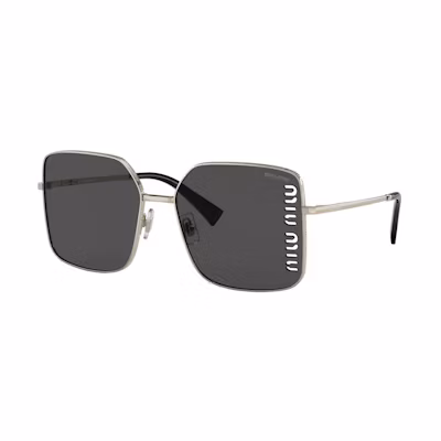 (Women) MIU MIU Oversized Irregular Sunglasses for Women - Silver Alloy Frame, Gold Lens SMU51YC060EZVNF05S0
