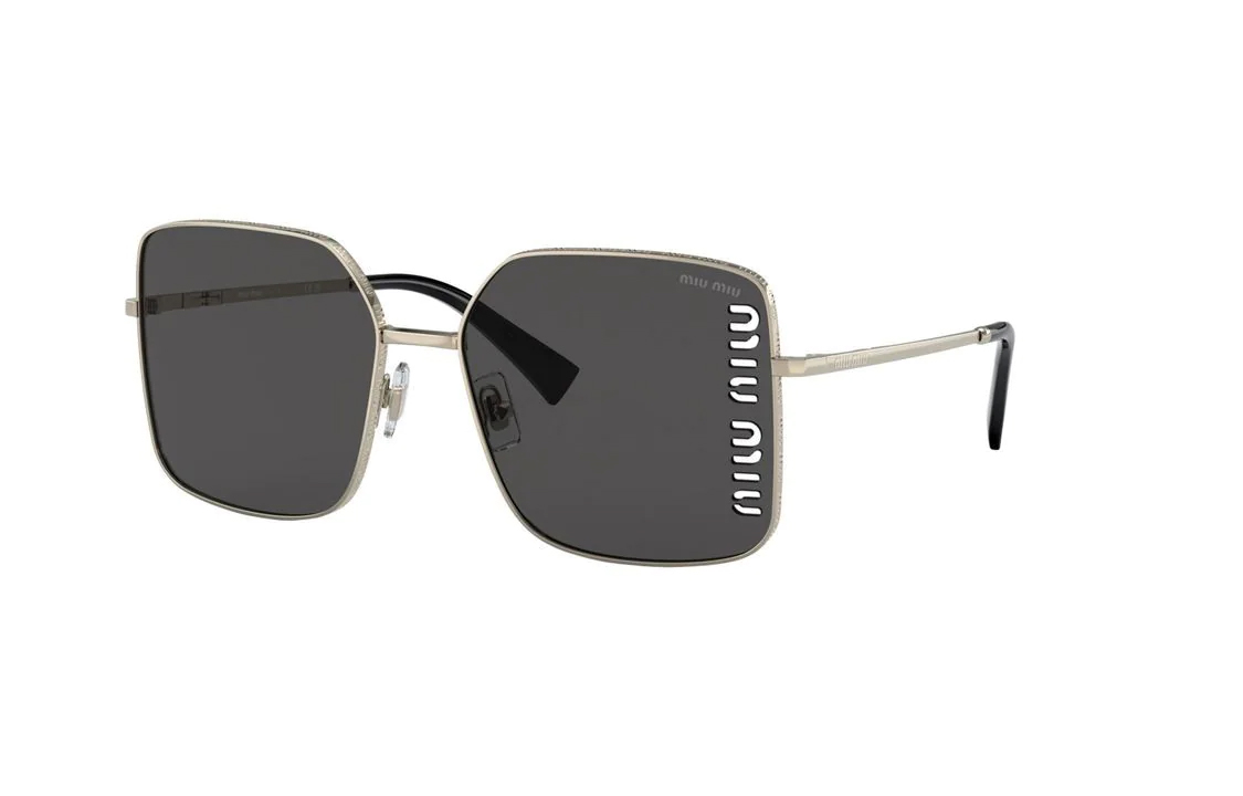 (Women) MIU MIU Oversized Irregular Sunglasses for Women - Silver Alloy Frame, Gold Lens SMU51YC060EZVNF05S0 圖 2