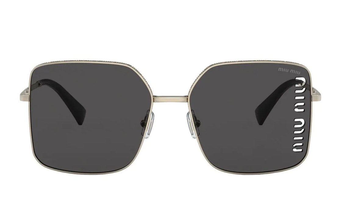 (Women) MIU MIU Oversized Irregular Sunglasses for Women - Silver Alloy Frame, Gold Lens SMU51YC060EZVNF05S0 圖 3