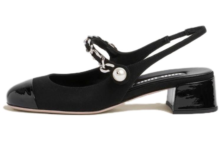 (Women) MIU MIU Patent Leather 3.5cm Black 'Comfortable Elegance Chunky Heel' 5I045E_3I3O_F0002_F_035