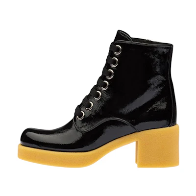 (W) MIU MIU Patent Leather Ankle Boots 'Black'