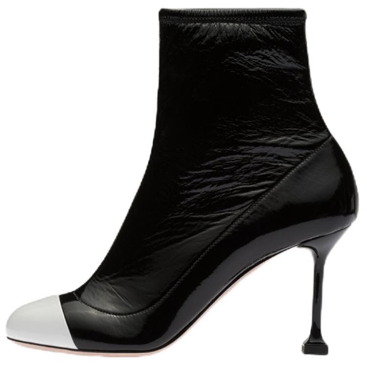 (W) MIU MIU Patent Leather Ankle Boots 'Metallic Sheen'