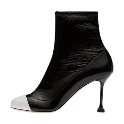 (W) MIU MIU Patent Leather Ankle Boots 'Metallic Sheen'