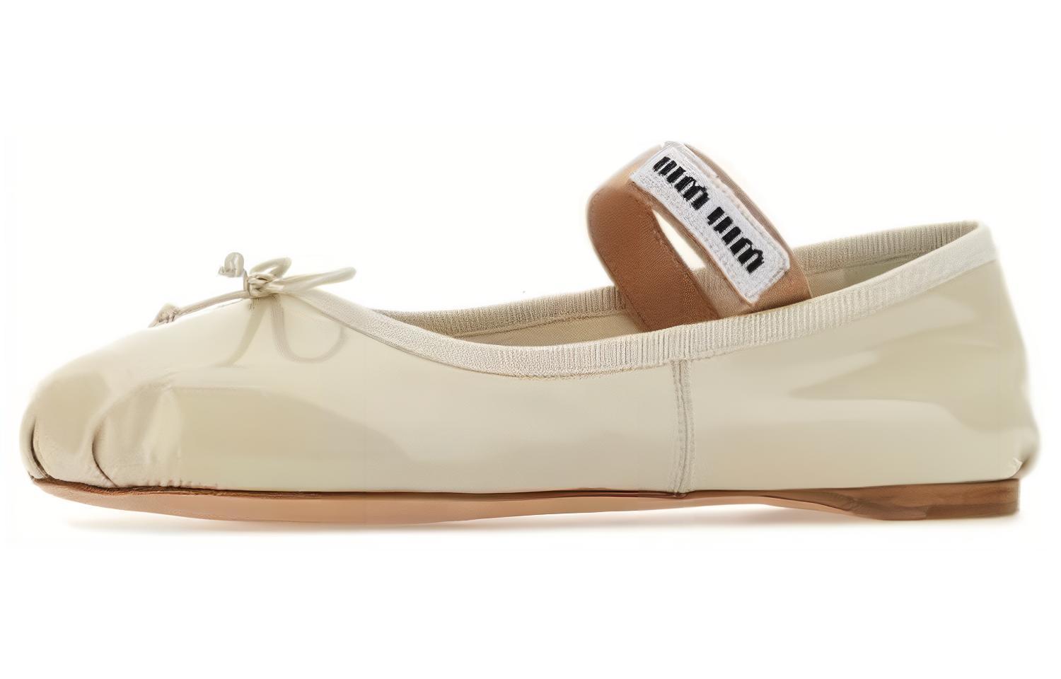 Buy (W) MIU MIU Leren Ballerina''s ''Avorio'' Patent 5F794D-JHR-F0304-F-DX05