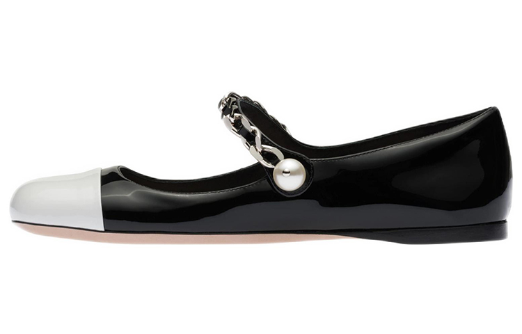 (Women) MIU MIU Patent Leather Ballet Flats 'Black and White' 5F653D_ZHV_F0967_F_005