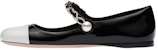 (W) MIU MIU Kasut Balerina Kulit Hitam Putih 5F653D_ZHV_F0967_F_005