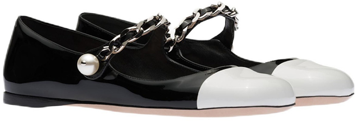 (W) MIU MIU Kasut Balerina Kulit Hitam Putih 5F653D_ZHV_F0967_F_005 Lookbook (W) MIU MIU Kasut Balerina Kulit Hitam Putih 5F653D_ZHV_F0967_F_005