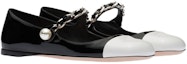 Lookbook (W) MIU MIU Kasut Balerina Kulit Hitam Putih 5F653D_ZHV_F0967_F_005