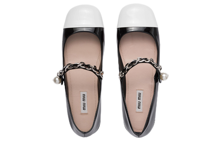 Purchase MIU MIU缪缪 漆皮 芭蕾舞 平底鞋 女款 黑白色