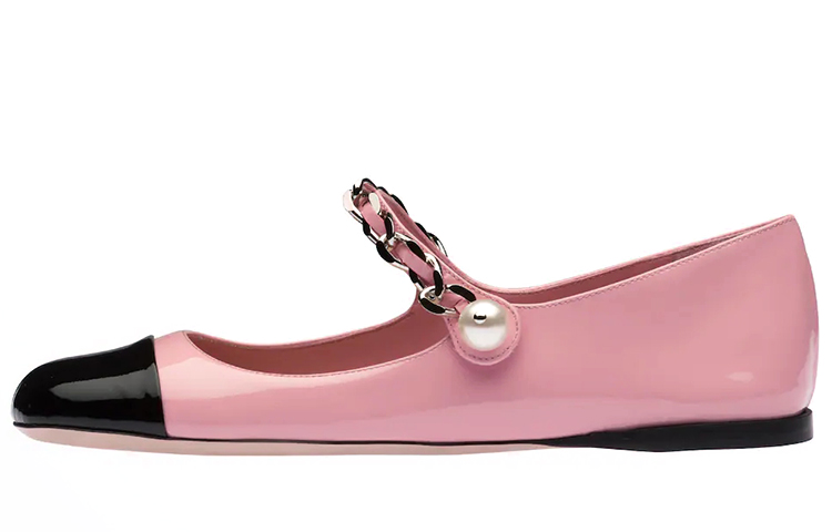 (W) MIU MIU Patent Leather Ballet Flats 'Pink'