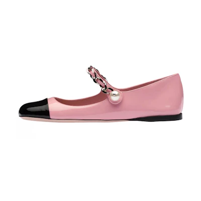 (W) MIU MIU Patent Leather Ballet Flats 'Pink'