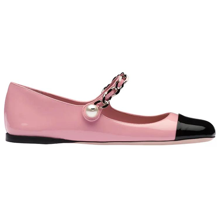 (W) MIU MIU Patent Leather Ballet Flats 'Pink' 圖 2