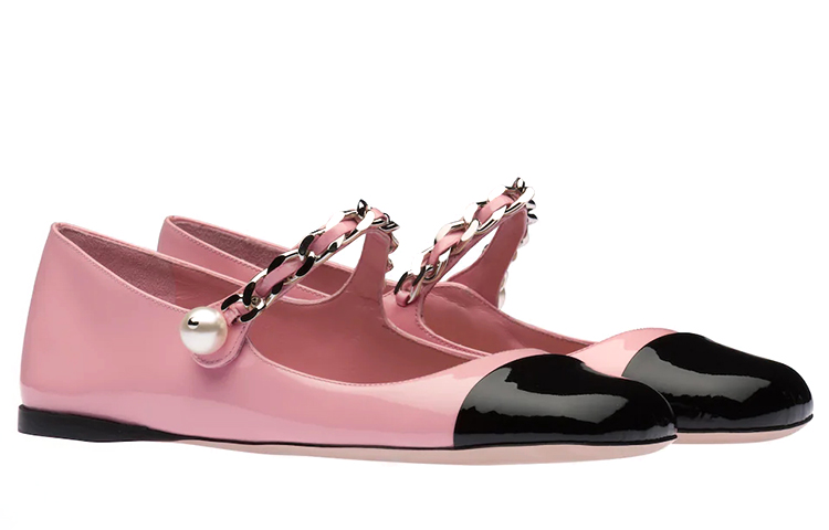 (W) MIU MIU Patent Leather Ballet Flats 'Pink' 圖 3