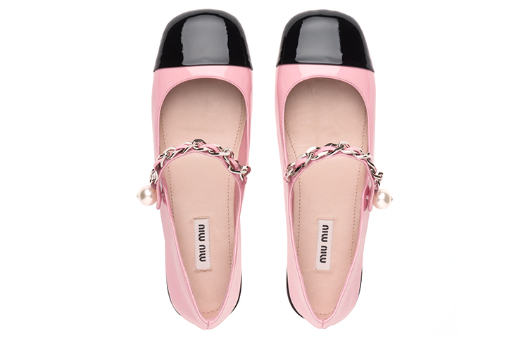 (W) MIU MIU Patent Leather Ballet Flats 'Pink' 圖 5