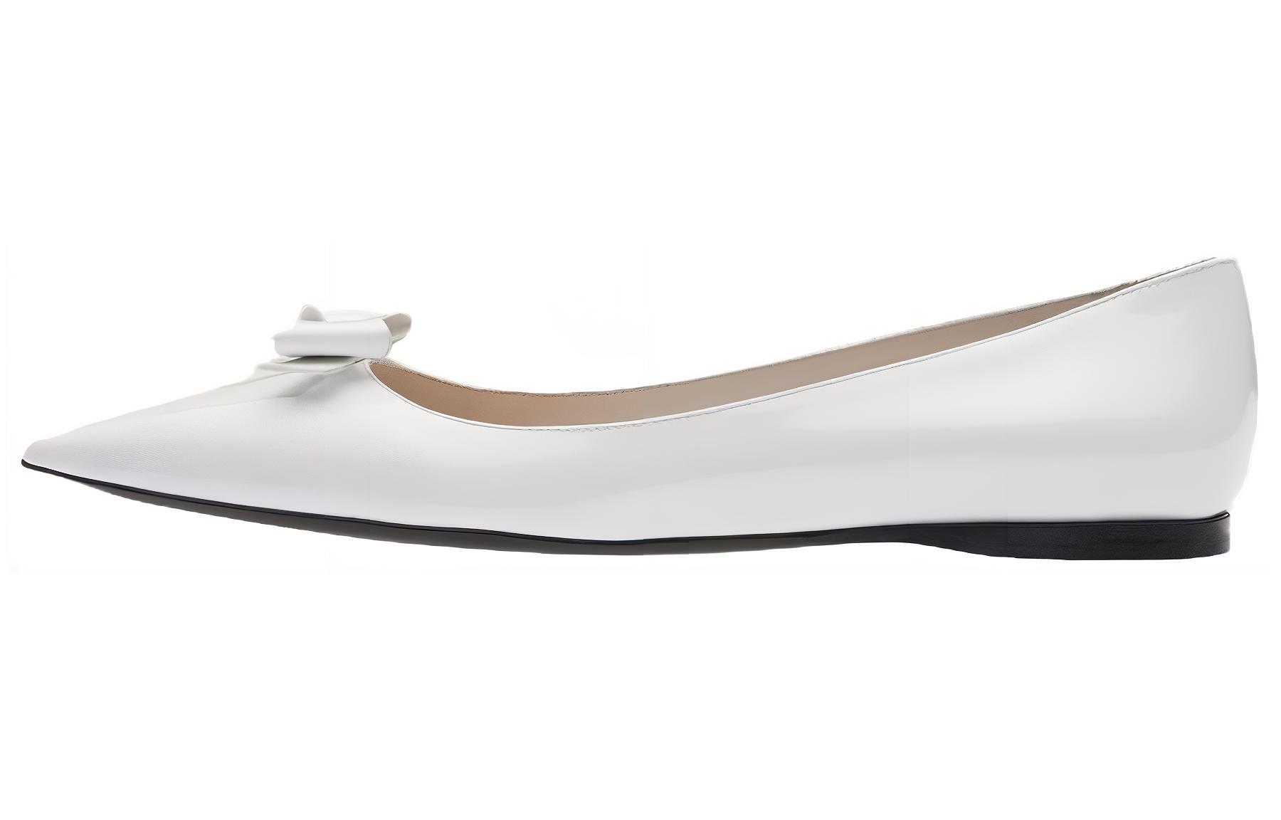 (W) MIU MIU Patent Leather Ballet Flats 'White'