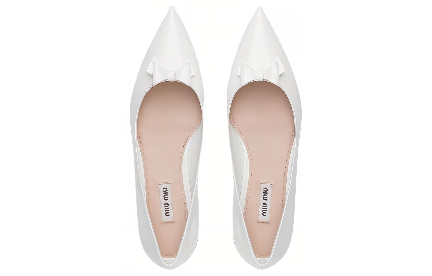 (W) MIU MIU Patent Leather Ballet Flats 'White' 圖 5