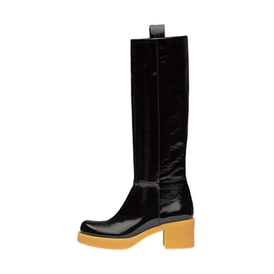 (W) MIU MIU Patent Leather Boots 'Black'