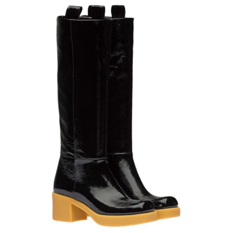 (W) MIU MIU Patent Leather Boots 'Black' 圖 4