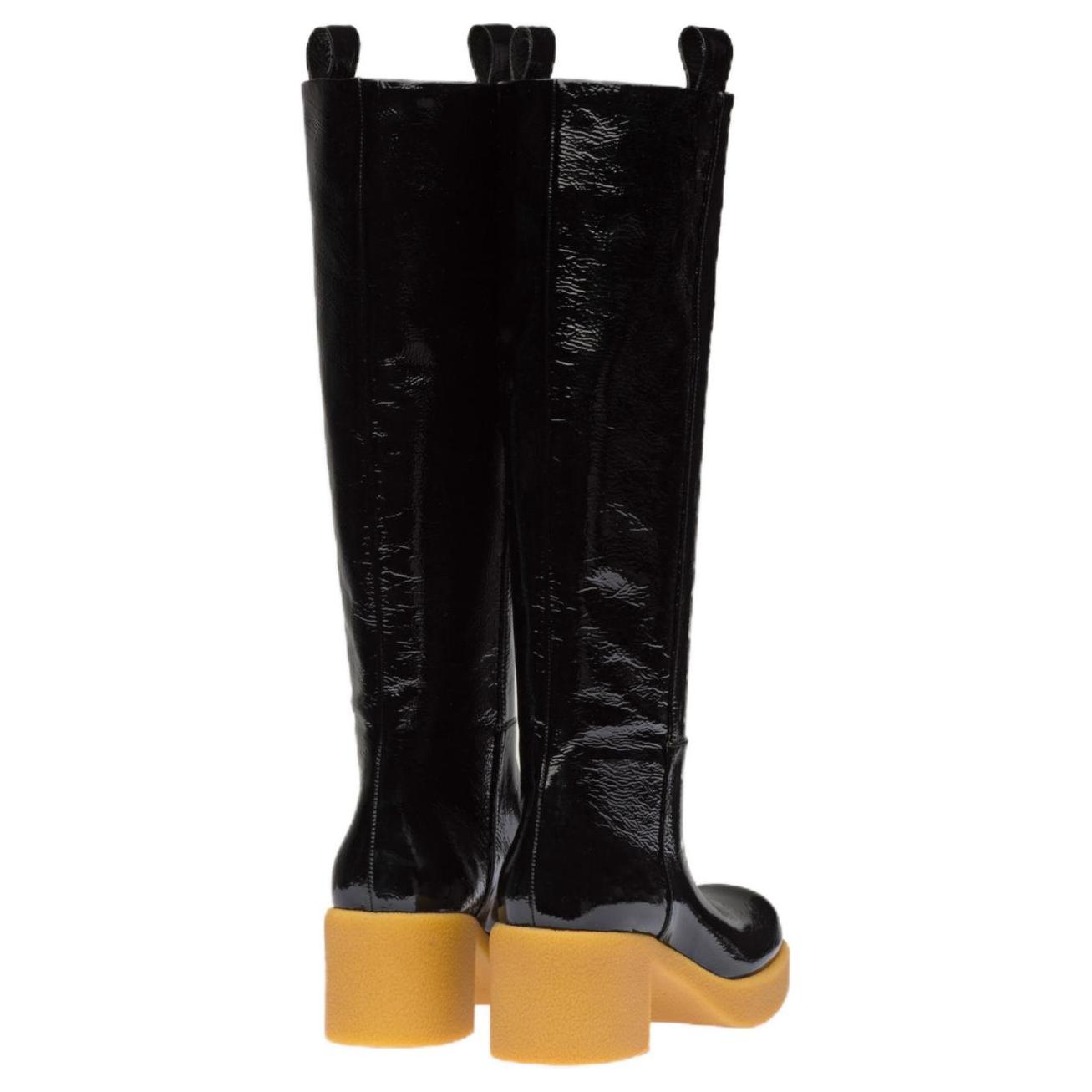 (W) MIU MIU Patent Leather Boots 'Black' 圖 5