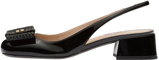 (Women) MIU MIU Patent Leather Buckle Round Toe Chunky Heel Slide 'Black Fashion' 5I808D_XV4_F0002_F_DX35 (Women) MIU MIU Patent Leather Buckle Round Toe Chunky Heel Slide 'Black Fashion' 5I808D_XV4_F0002_F_DX35