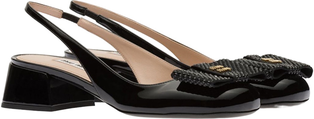 (W) (MIU MIU) 女性用パテントレザーヒールスライドシューズ「ブラックファッション」 5I808D_XV4_F0002_F_DX35 Order (W) (MIU MIU) 女性用パテントレザーヒールスライドシューズ「ブラックファッション」 5I808D_XV4_F0002_F_DX35