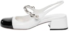 Buy (W) MIU MIU Kasut Tumit Rantai Kulit dengan Mutiara Hitam Putih 2023 5I460D_ZHV_F0964_F_DX35
