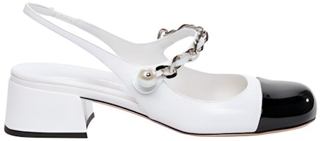 (W) MIU MIU Tacones de Charol 2023 con Cadena y Perlas en Negro y Blanco. 5I460D_ZHV_F0964_F_DX35 Order (W) MIU MIU Tacones de Charol 2023 con Cadena y Perlas en Negro y Blanco. 5I460D_ZHV_F0964_F_DX35