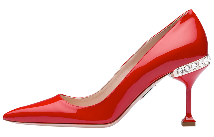 (W) MIU MIU Patent Leather Crystal High-Heels 'Red Crystal'