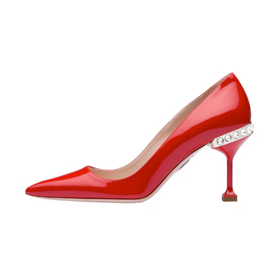 (W) MIU MIU Patent Leather Crystal High-Heels 'Red Crystal'