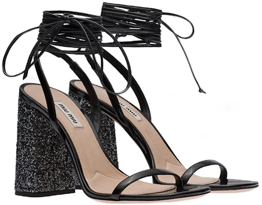 (W) MIU MIU Sandal Tumit Tinggi Berkilat Kulit Hitam 'Fesyen Peep Toe' 5X857D_52O_F0N11_F_M100 Order (W) MIU MIU Sandal Tumit Tinggi Berkilat Kulit Hitam 'Fesyen Peep Toe' 5X857D_52O_F0N11_F_M100