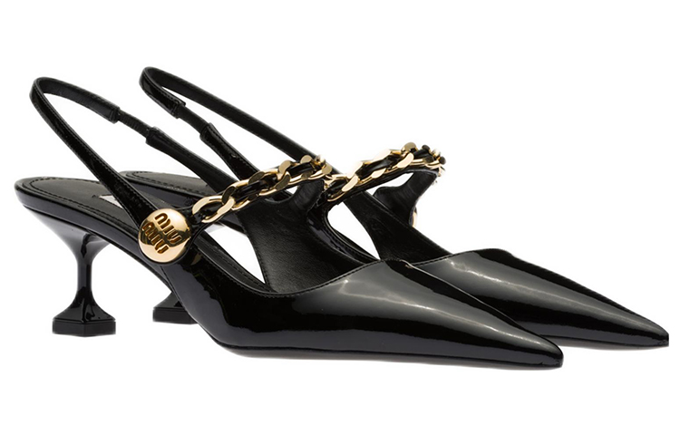 (W) MIU MIU Patent Leather High-Heels with Back Strap 'Black' 圖 3