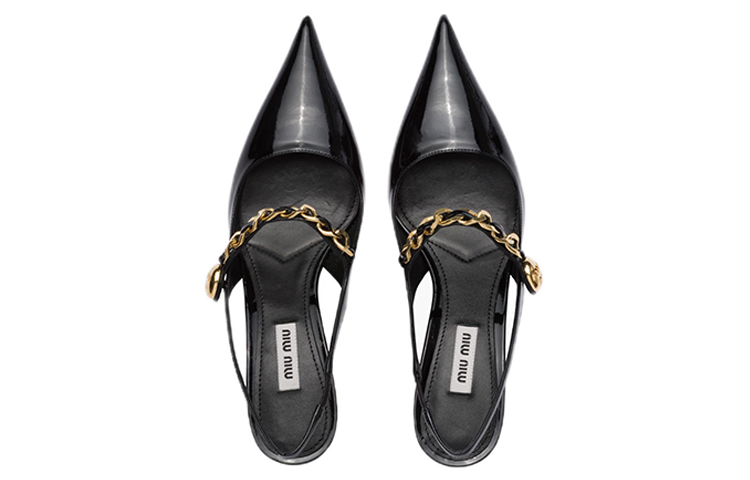 (W) MIU MIU Patent Leather High-Heels with Back Strap 'Black' 圖 4