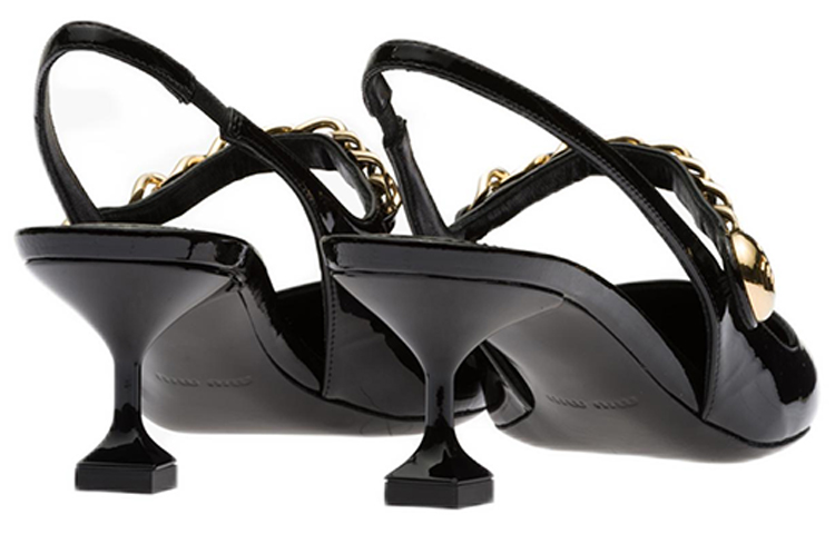 (W) MIU MIU Patent Leather High-Heels with Back Strap 'Black' 圖 5