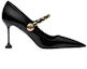 Order (W) MIU MIU Kasut Tumit Tinggi Kulit Hitam dengan Rantai Logam 5I814D_069_F0002_F_085