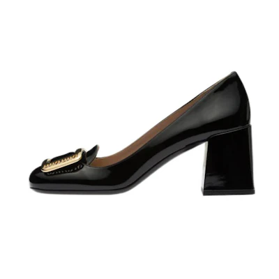 (W) MIU MIU Patent Leather High Heels 'Black Buckle'