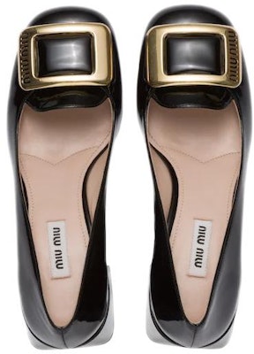 (W) MIU MIU Sepatu Hak Tinggi Kulit Hitam 'Buckle' 5I803D_069_F0002_F_065 Lookbook (W) MIU MIU Sepatu Hak Tinggi Kulit Hitam 'Buckle' 5I803D_069_F0002_F_065