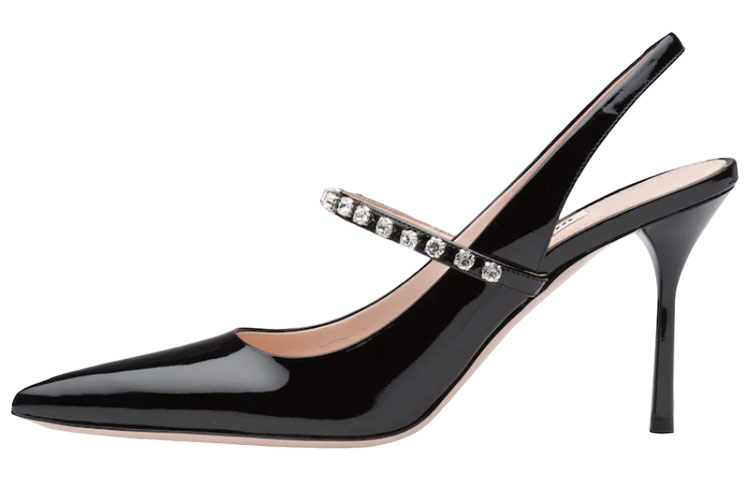 Buy (W) 缪缪黑色缎带漆皮高跟鞋 5I006C_JHR_F0002_F_085