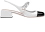 Order (Women) MIU MIU Patent Leather High Heels 'Pearl Chain Pink Sole White Black' 5I460D_ZHV_F0964_F_035