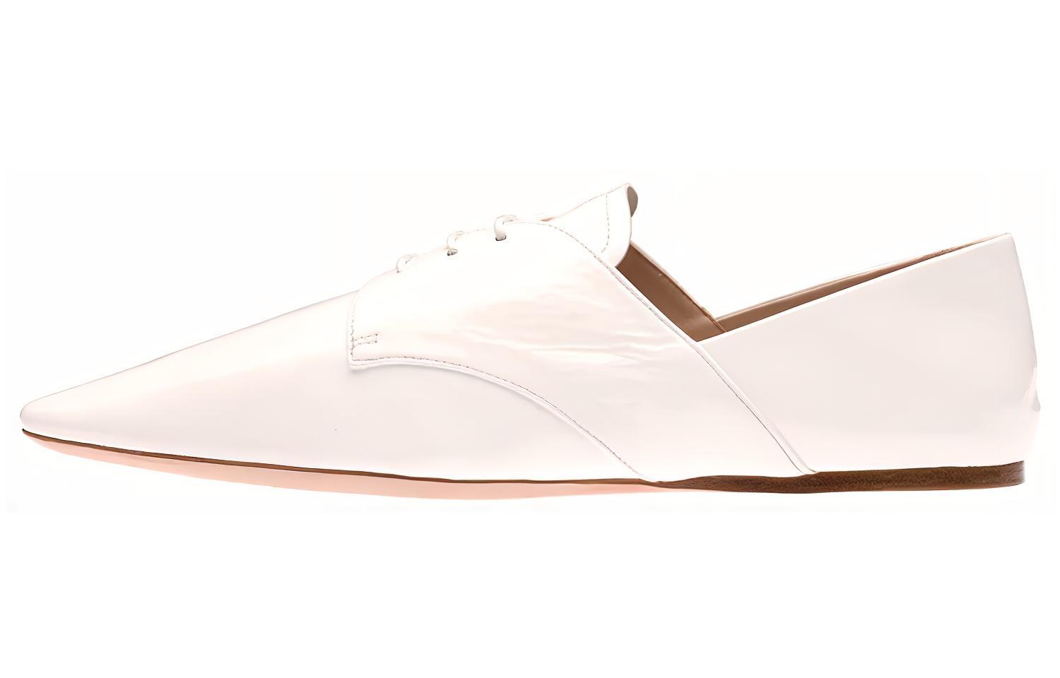 (W) MIU MIU Patent Leather Lace-Up Shoes 'White'