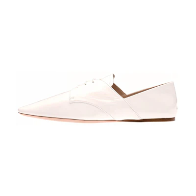 (W) MIU MIU Patent Leather Lace-Up Shoes 'White'