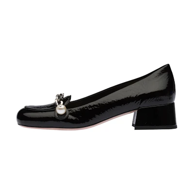 (W) MIU MIU Patent Leather Loafers 'Fashion Black'