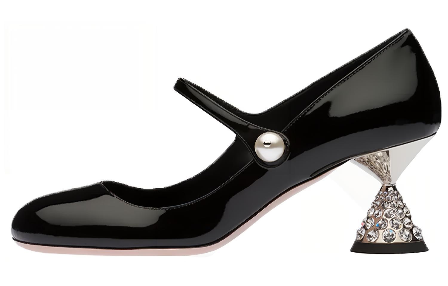 (Women) MIU MIU Patent Leather Mary Jane Pumps 'Crystal Heel Black' 5I667D_XUW_F0002_F_065