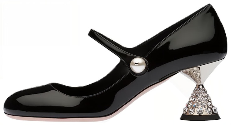 (Women) MIU MIU Patent Leather Mary Jane Pumps 'Crystal Heel Black' 5I667D_XUW_F0002_F_065 Buy (Women) MIU MIU Patent Leather Mary Jane Pumps 'Crystal Heel Black' 5I667D_XUW_F0002_F_065