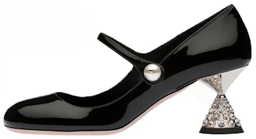 Buy (W) MIU MIU Sepatu Kulit Mary Jane Hak Kristal Hitam 5I667D_XUW_F0002_F_065