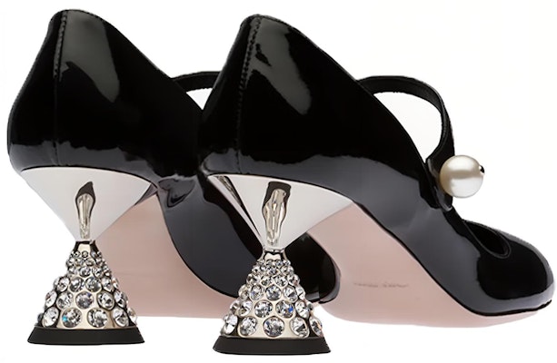 (Women) MIU MIU Patent Leather Mary Jane Pumps 'Crystal Heel Black' 5I667D_XUW_F0002_F_065 Shop (Women) MIU MIU Patent Leather Mary Jane Pumps 'Crystal Heel Black' 5I667D_XUW_F0002_F_065