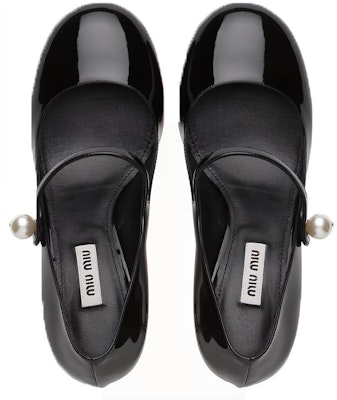 (Women) MIU MIU Patent Leather Mary Jane Pumps 'Crystal Heel Black' 5I667D_XUW_F0002_F_065 Purchase (Women) MIU MIU Patent Leather Mary Jane Pumps 'Crystal Heel Black' 5I667D_XUW_F0002_F_065