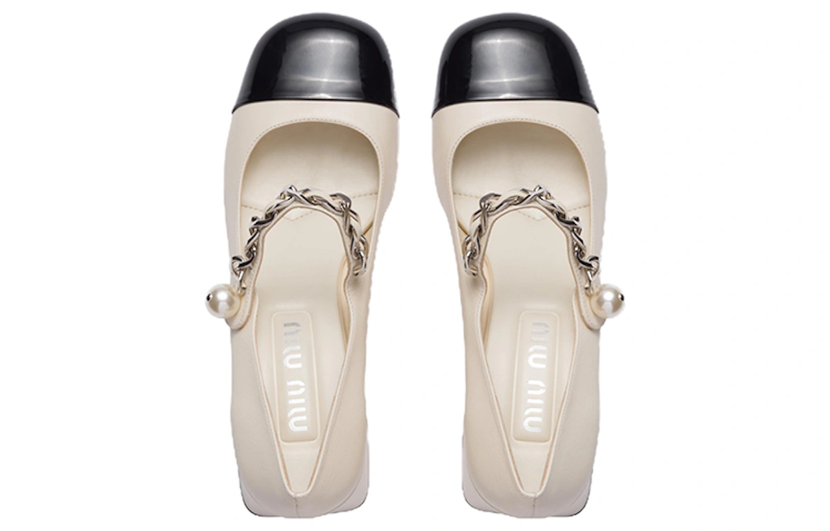 (Women) MIU MIU Patent Leather Mary Jane Pumps 'Ivory'